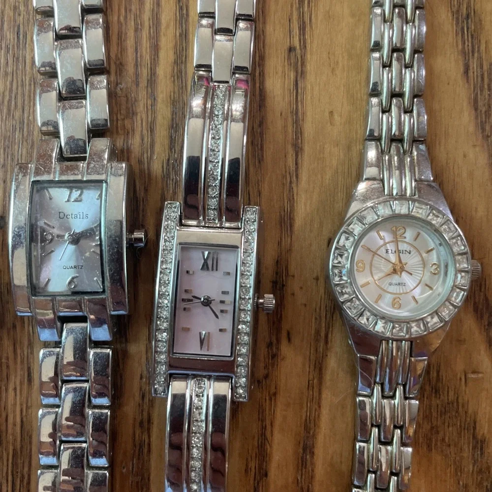 5 Vintage Watches Silver Tone Bracelet Quartz